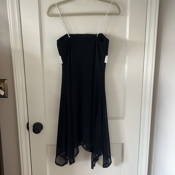 STAR VIXEN VTG Y2K short Asymmetrica Black Dress with White Bow M whimsigoth - Picture 3 of 8